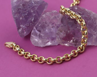 Gold Rolo Bracelet, Sterling Silver Chain Jewelry