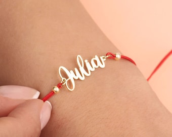 Pulsera de cuerdas • Pulsera de nombre de cadena • Pulsera de nombre de cinta personalizada • Pulsera colorida • Pulsera de nombre • Pulsera personalizada