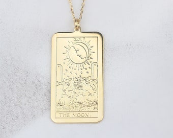 18K Gold Tarot Card Necklace: Spiritual Jewelry Gift