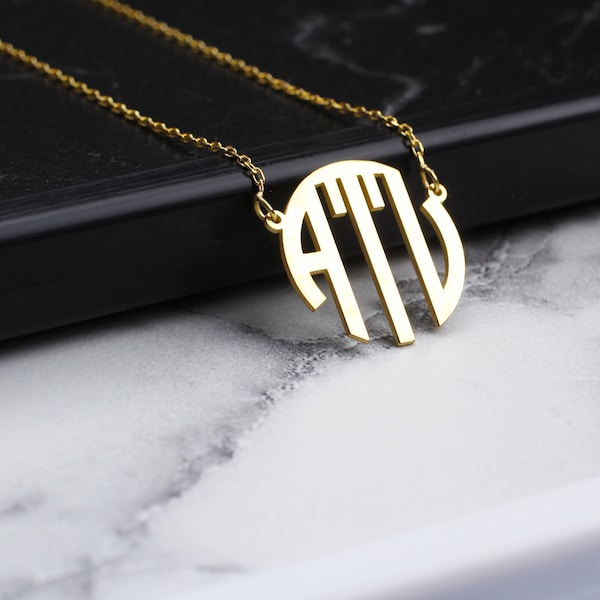 Three Initials Monogram Necklace • Initial Necklace • Initial Necklace • Family Necklace • Logo Necklace • MonogramNecklace