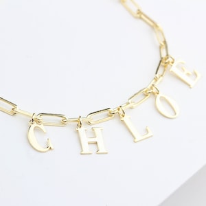 Personalized Hanging ınitial Bracelet • Custom Name Bracelet • Personalized Bracelet • Dainty Charm Initial Bracelet • Personalized Chain