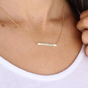 Bar Necklace • Personalized Silver Bar Name Necklace • Custom Dainty Pendant • Customized Roman Numerals Necklace • Customized Date Necklace