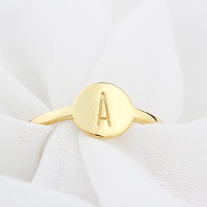 Initial Disc Ring  • Silver Initial Ring • Personalized Ring • Gold Initial Ring • Custom Dainty Ring • Stackable Initial Ring