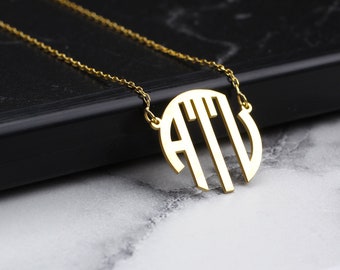 Three Initials Monogram Necklace • Initial Necklace • Initial Necklace • Family Necklace • Logo Necklace • MonogramNecklace