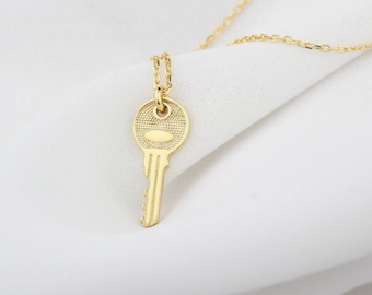 Personalized 18K Gold Sterling Silver Key Necklace: Custom Initial