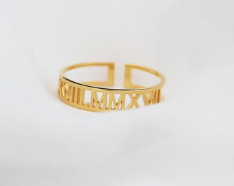 Roman Numeral Ring • Custom Date  Ring • Silver Personalized Ring • Gold Custom Ring • Custom Letter Ring • Sterling Silver Ring