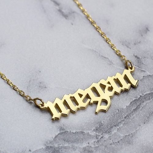 Custom Initial Necklace Gothic Name 