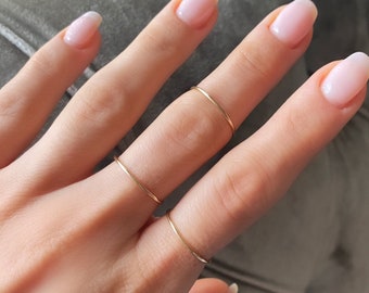 Gold Band • Dainty Gold Ring •  14k Gold Ring • Thin Wedding Band • Stackable Ring • Stacking Ring Simple • Plain Ring