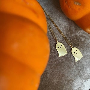 Ghost Necklace • Silver Ghost Necklace • Halloween Necklace • Cute Ghost Necklace • Dainty Ghost Necklace  • Happy Ghost Necklace