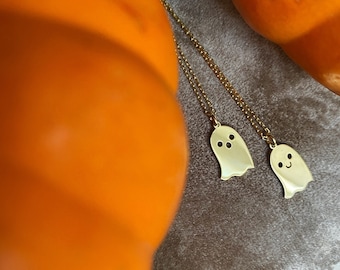 Ghost Necklace • Silver Ghost Necklace • Halloween Necklace • Cute Ghost Necklace • Dainty Ghost Necklace  • Happy Ghost Necklace