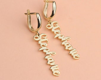 Gold Name Earrings • Personalized Initial Jewelry