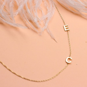 Sideway Initial Necklace •  Silver Initial Necklace • Custom Initial Necklace • Couple Necklace • Gift for Bride • Silver Love Necklace