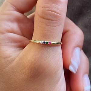 Silver Birthstone Ring • Gold Birthstone Ring •  Birthstone Jewelry • Personalized Birthstone Ring • Dainty Ring • Stackable Ring