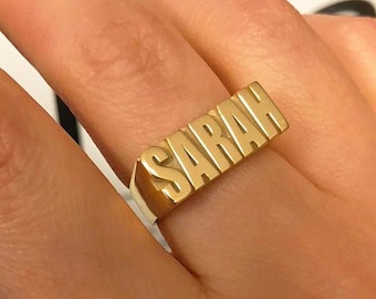 Zilveren gepersonaliseerde ring met twee namen • Gepersonaliseerde sieraden • Aangepaste naamring • Gouden gepersonaliseerde ring • Aangepaste naamring