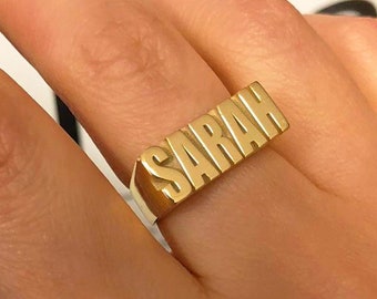 Anillo de plata personalizado con dos nombres • Joyería personalizada • Anillo de nombre personalizado • Anillo de oro personalizado • Anillo de nombre personalizado