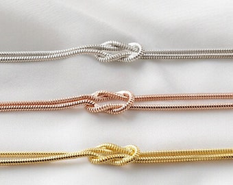 Bracciale con nodo in argento sterling: gioielli dell'amicizia con catena a serpente in oro