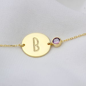 Birthstone Initial Bracelet • Birthstone Bracelet •  Custom Initial Bracelet • Personalized Initial Bracelet • Dainty Birthstone Bracelet
