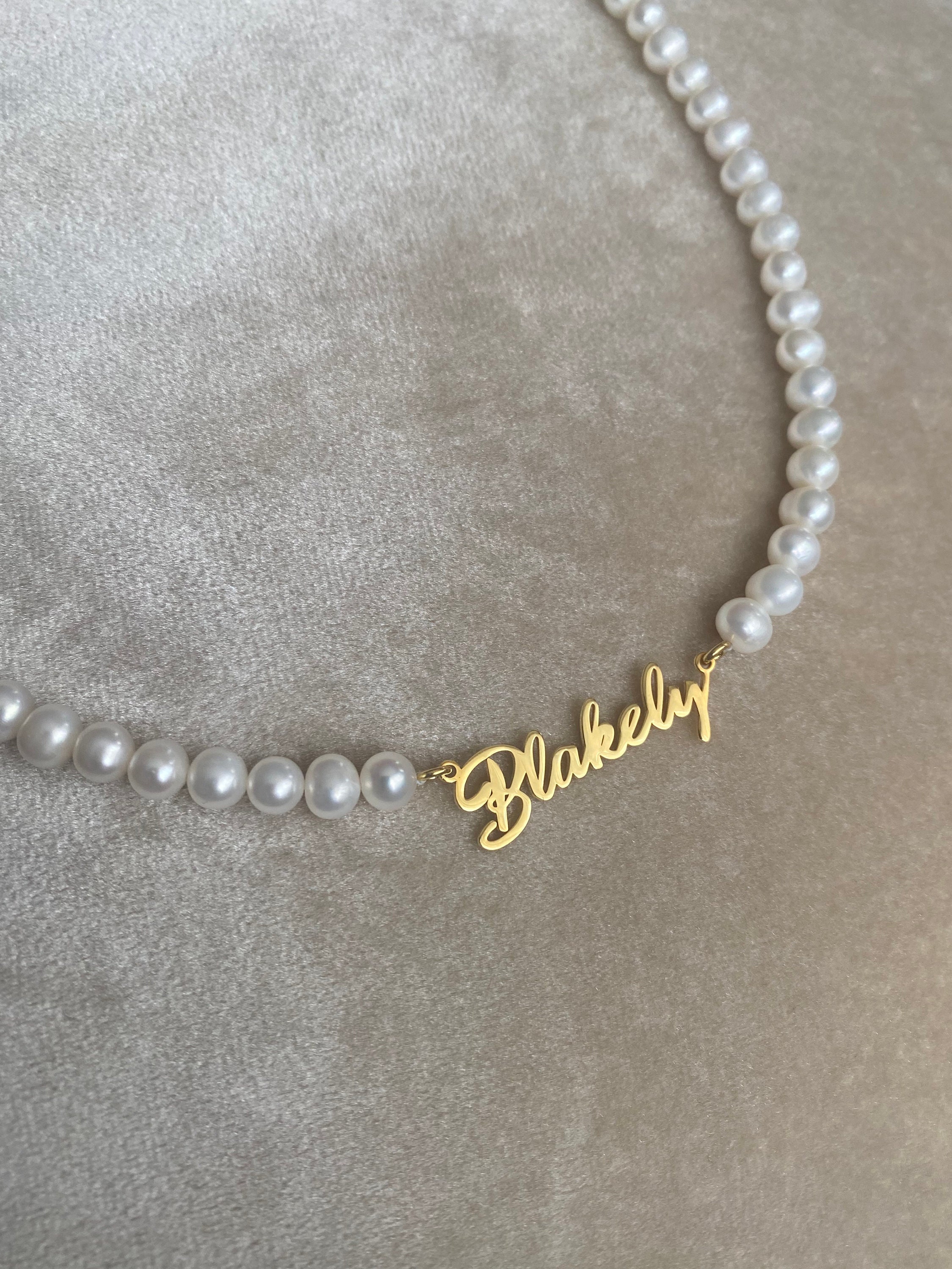 Name Pearl Necklace Silver Name 