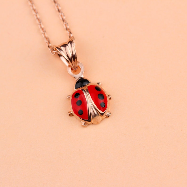 Ladybug Necklace Sterling Silver Ladybug Pendant Gold Etsy