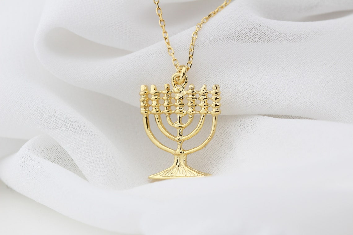 Menorah Necklace 7 Branch Menorah Necklace Silver Menora Etsy
