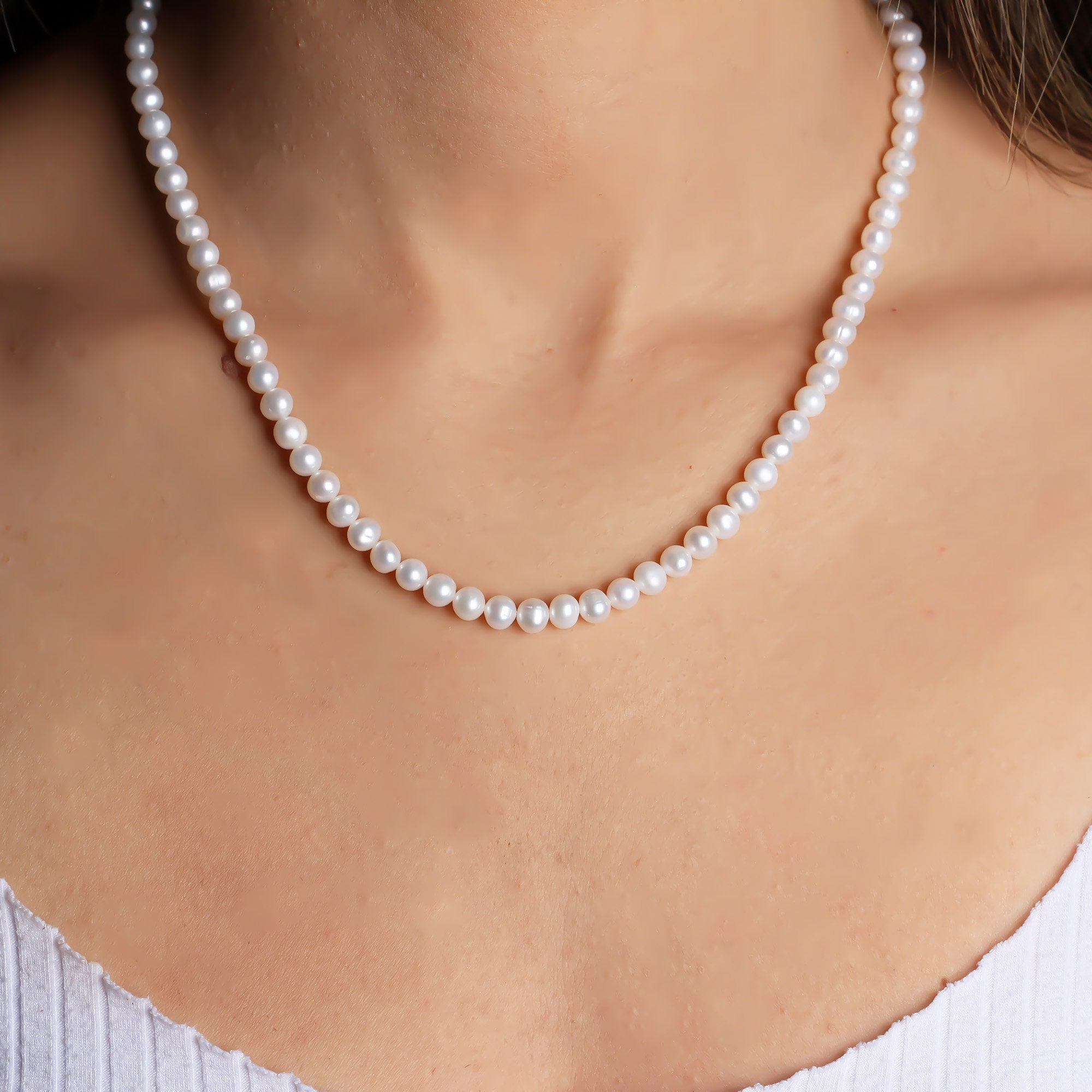 Collier Multi-rangs Perles Véritables Et Argent – Élégance Pure, Neuf Avec étiquettes