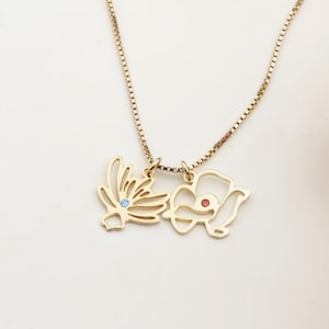 Dainty Birth Flower Necklace • Gold Birth Flower Necklace • Birth Flower Family Gift • Minimalist Flower Jewelry •  Flower Bouquet Necklace