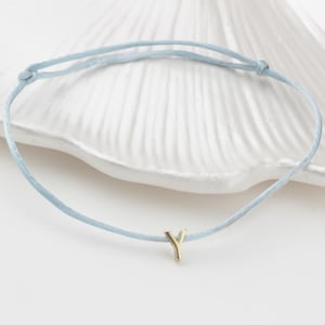 Pulseira inicial de corda • Pulseira de fita de letras • Pulseira personalizada de prata • Pulseira inicial de corda pequena • Pulseira de corda minimalista