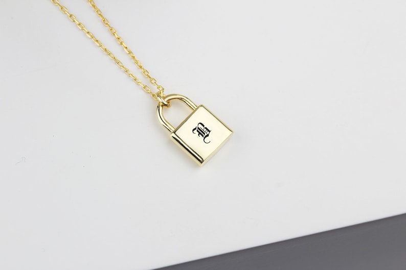 Lock Necklace Silver Lock Necklace Gothic Initial Necklace Etsy