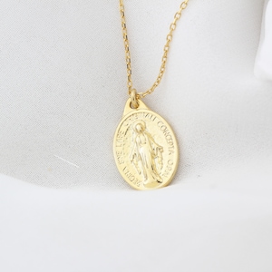 Virgin Mary and Jesus Necklace Silver Jesus Necklace Gold Christian Necklace Dainty Cross Necklace Delicate Sterling Cross Necklace image 3