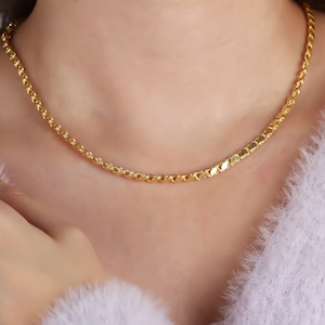 Scaly Chain Necklace • Sterling Silver Sequin Chain Necklace • Gold Mirror Chain • Rose Gold Barley Chain • Dainty Chain • Gift For Her