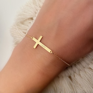Bracelet sur cordon Croix en Plaqué Or | Croix Joyeuse