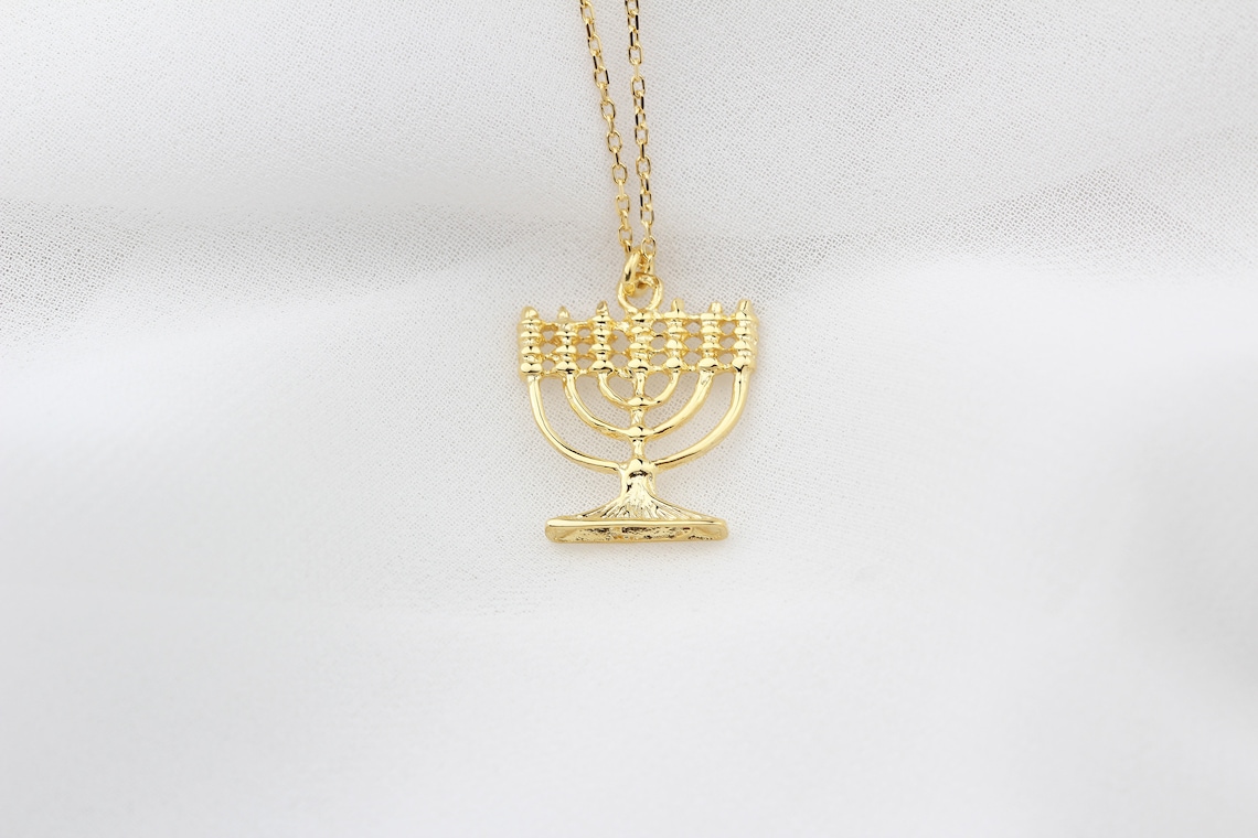 Menorah Necklace 7 Branch Menorah Necklace Silver Menora Etsy