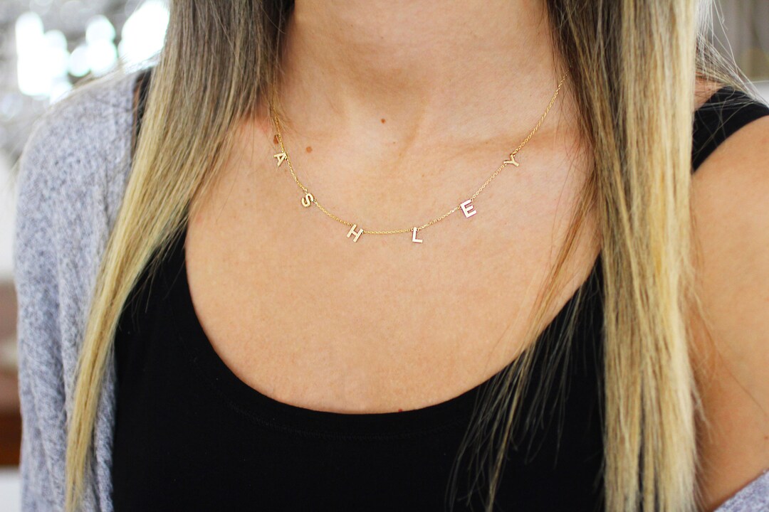Name Necklace • Silver Letter Necklace • Christmas Gift