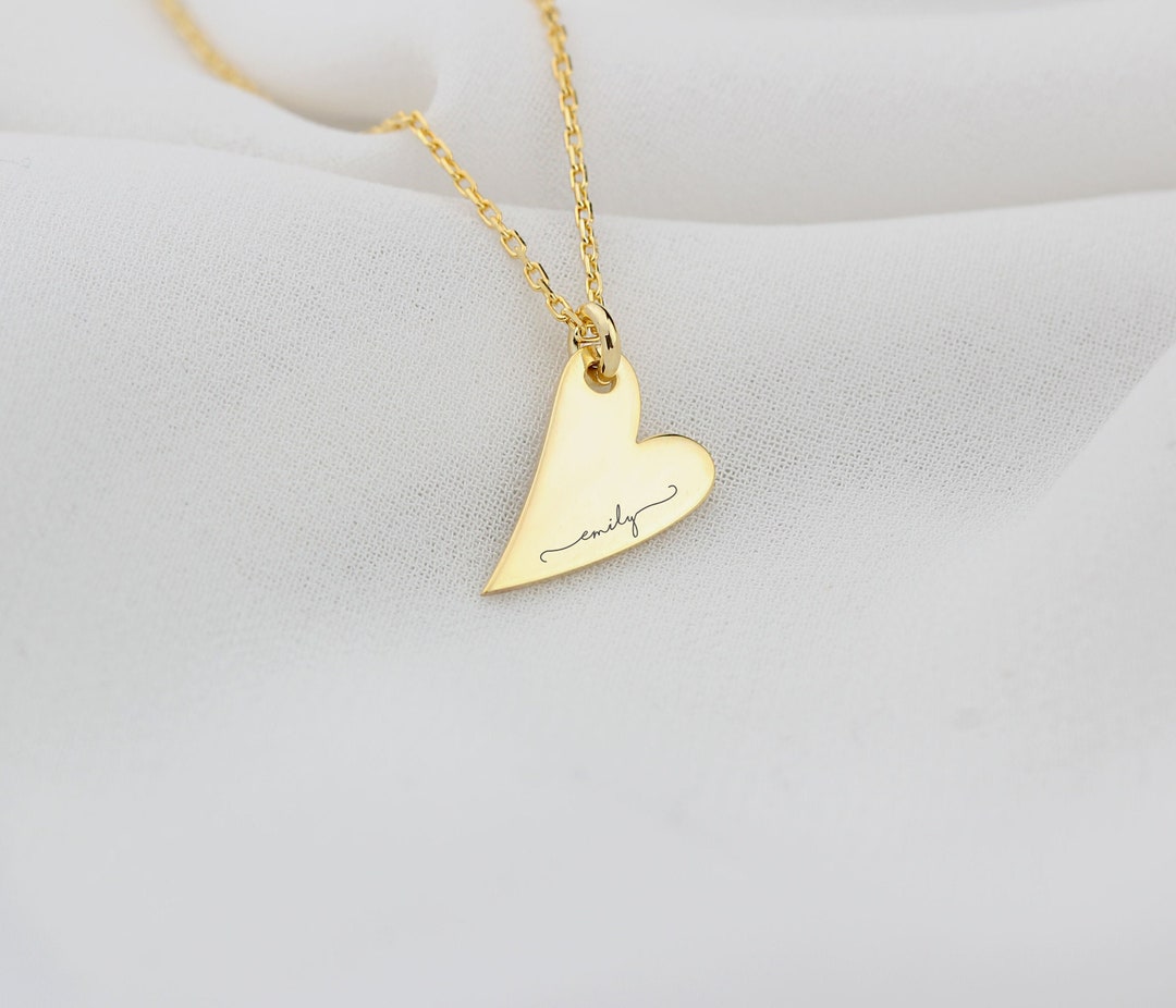 Handwrite Heart Necklace Personalized Modern Name Necklace - Etsy