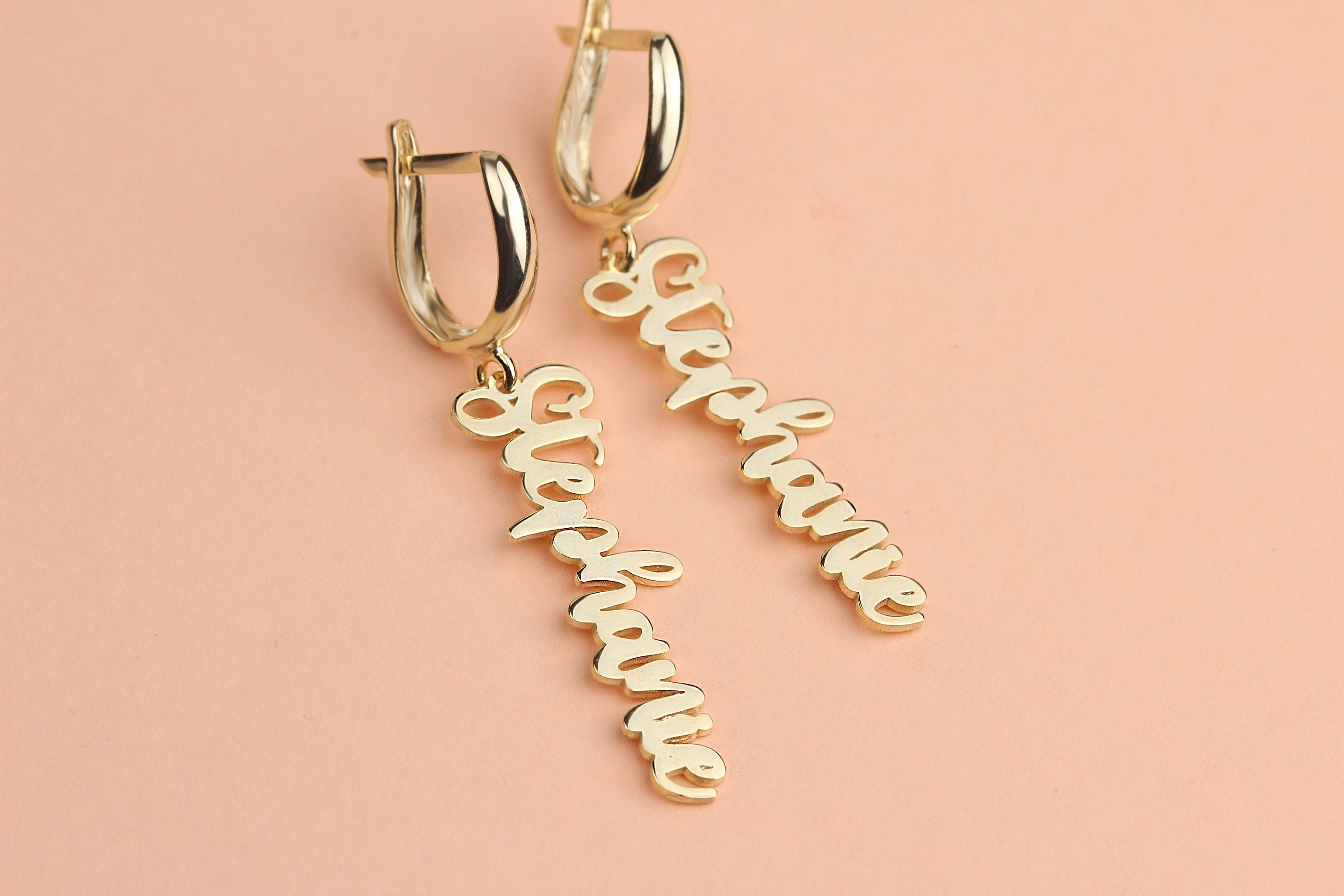 Name Earrings Dainty Silver Initial Earrings Custom Name Etsy