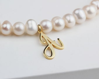 Collana di perle personalizzata • Collana iniziale d'argento • Collana di perle iniziale personalizzata • Collana con nome personalizzato • Perla iniziale personalizzata