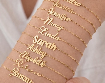 Pulsera con nombre en oro de 18 quilates: Joyería personalizada en plata de ley.