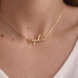 Personalisierte 18K Gold Name Halskette: Sterling Silber Handschrift Script Schmuck