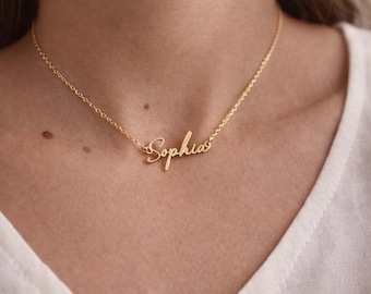 Collar personalizado con nombre en oro de 18 quilates: Joyería con escritura a mano en plata de ley