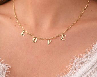Gold Name Necklace  • Silver Initial Charm Chain