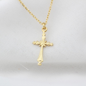 Virgin Mary and Jesus Necklace Silver Jesus Necklace Gold Christian Necklace Dainty Cross Necklace Delicate Sterling Cross Necklace image 5