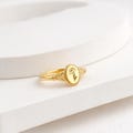 Gold Birth Flower Dainty Vintage Signet Ring: Custom 18K Floral Jewelry