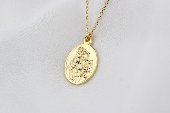 Collana Religiosa Cristiana Vergine Maria E Gesù | Ciondolo Croce E Crocifisso, Catena 60cm, Regalo Comunione/Cresima - Foto 3