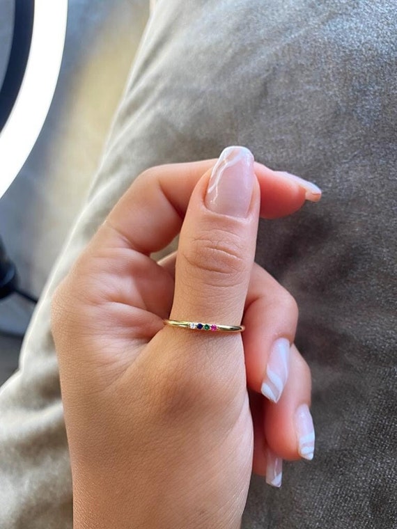 Stackable birthstone shop rings etsy