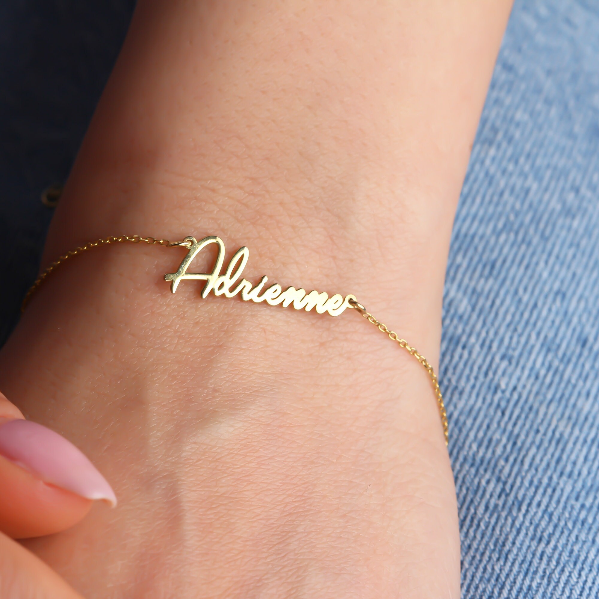Name Bracelet Handwritten Name Bracelet Silver Name Etsy