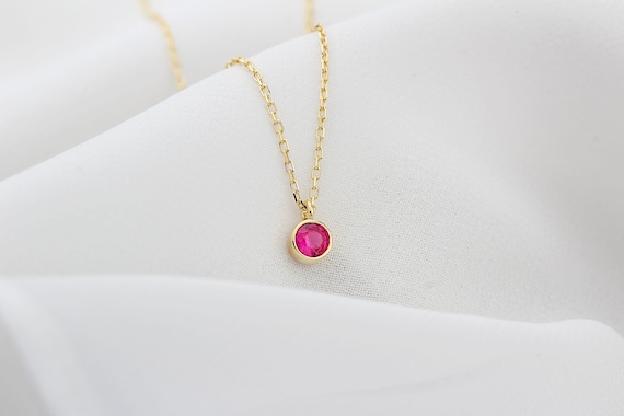 18K Gold Birthstone Necklace: Custom Personalized Gemstone Pendant