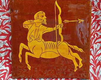 Centaur with bow, from a  medieval manuscript, hand made tile