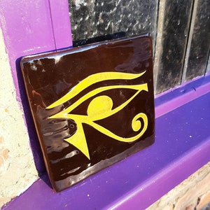 Hand made Egyptian Eye of Horus terracotta tile