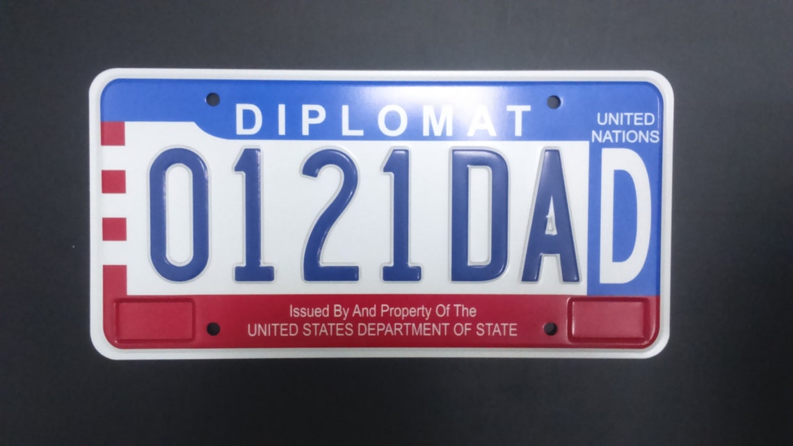 American diplomatic embossed license plate. The price is for 1 Etsy