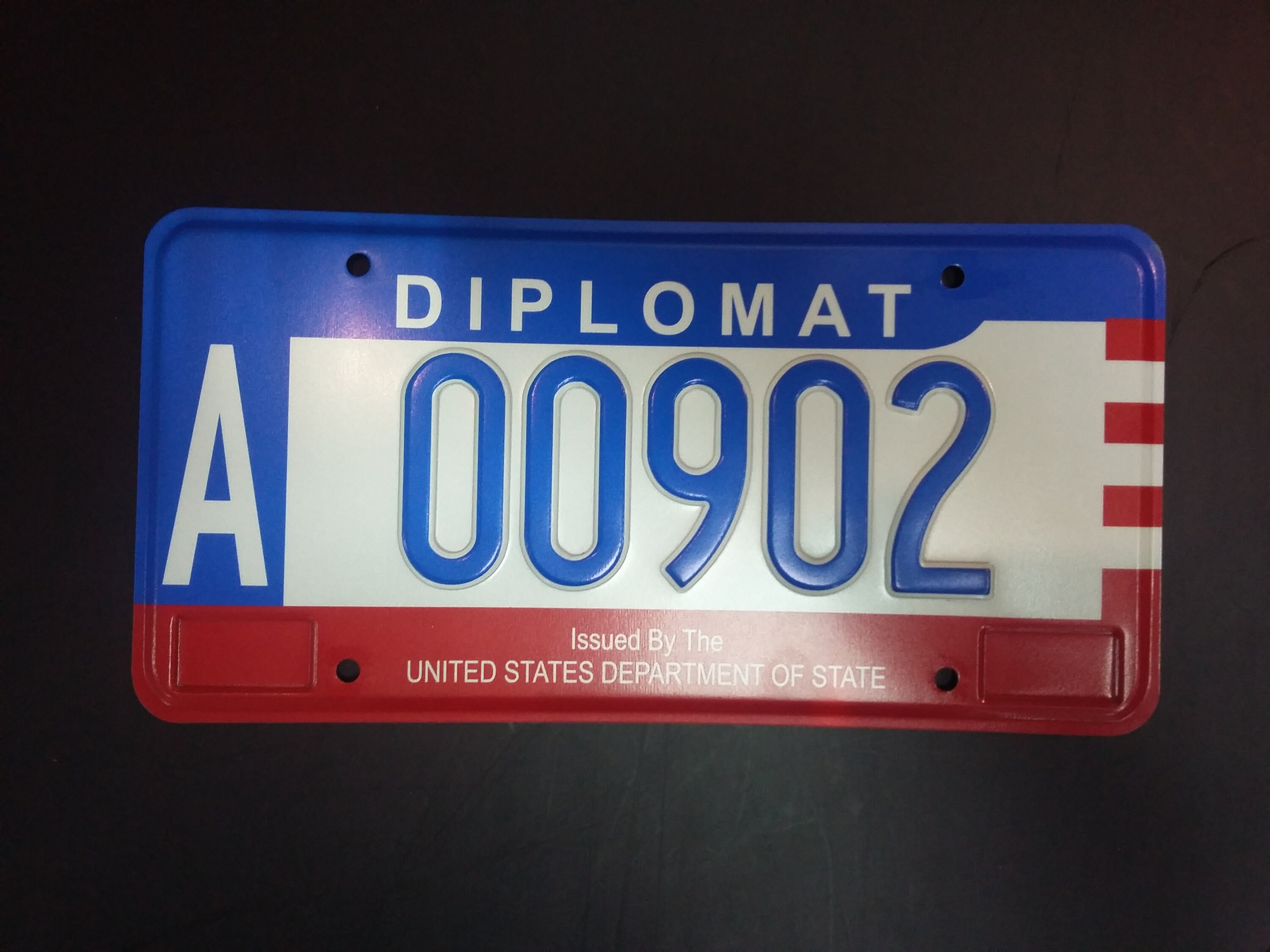 American diplomatic embossed license plate. The price is for 1 Etsy